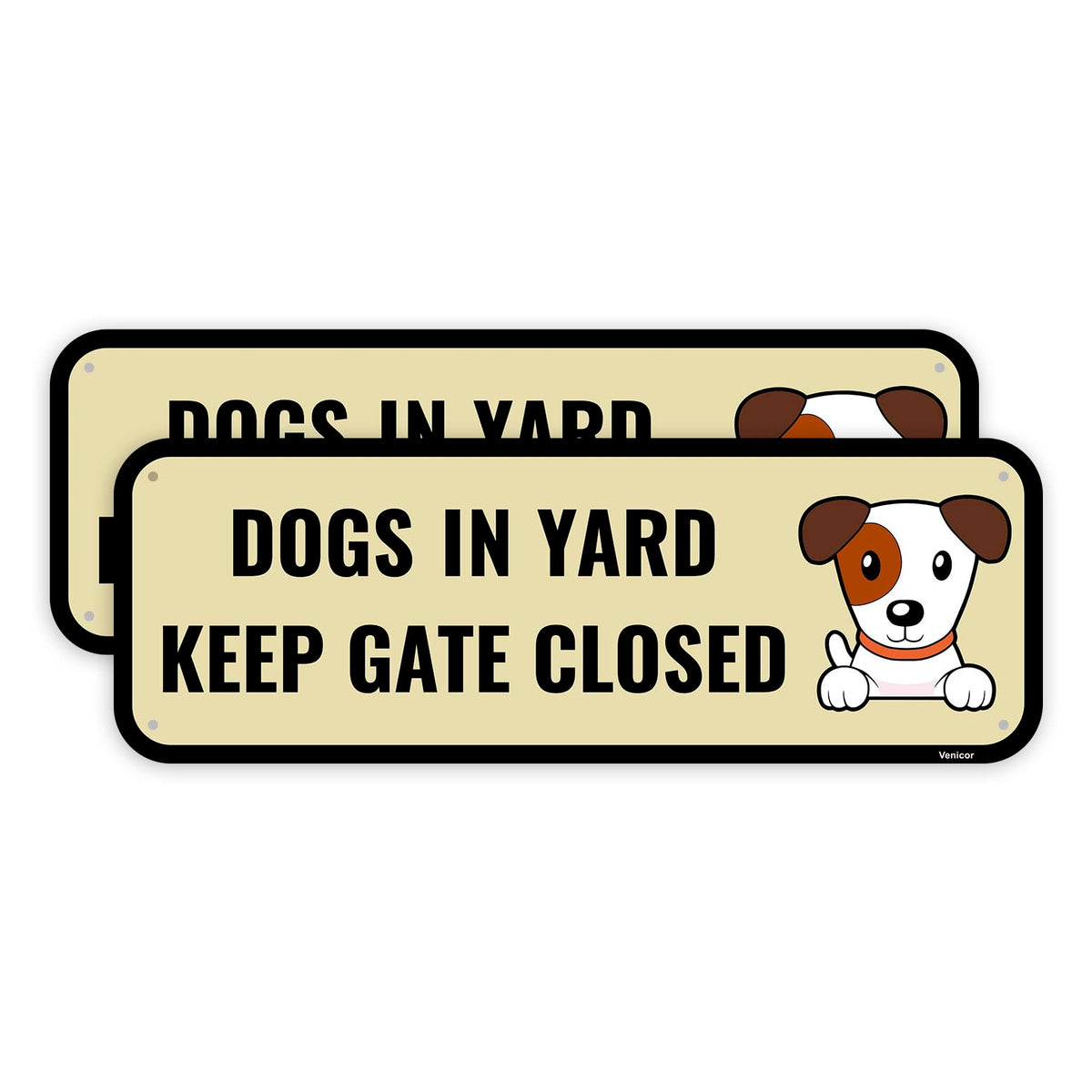 Venicor dog yard sign close gate 2pc with bold colors for outdoor visibility