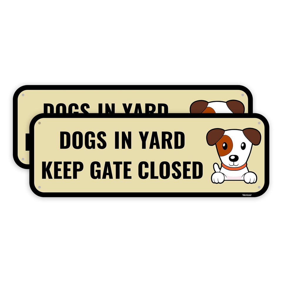 Venicor dog yard sign close gate 2pc with bold colors for outdoor visibility