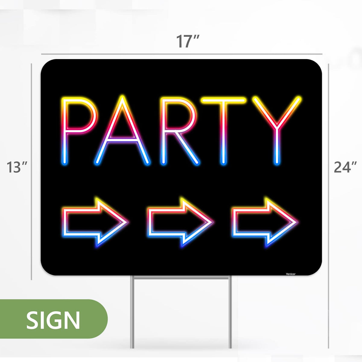 Venicor double-sided sign boosts visibility from both directions.