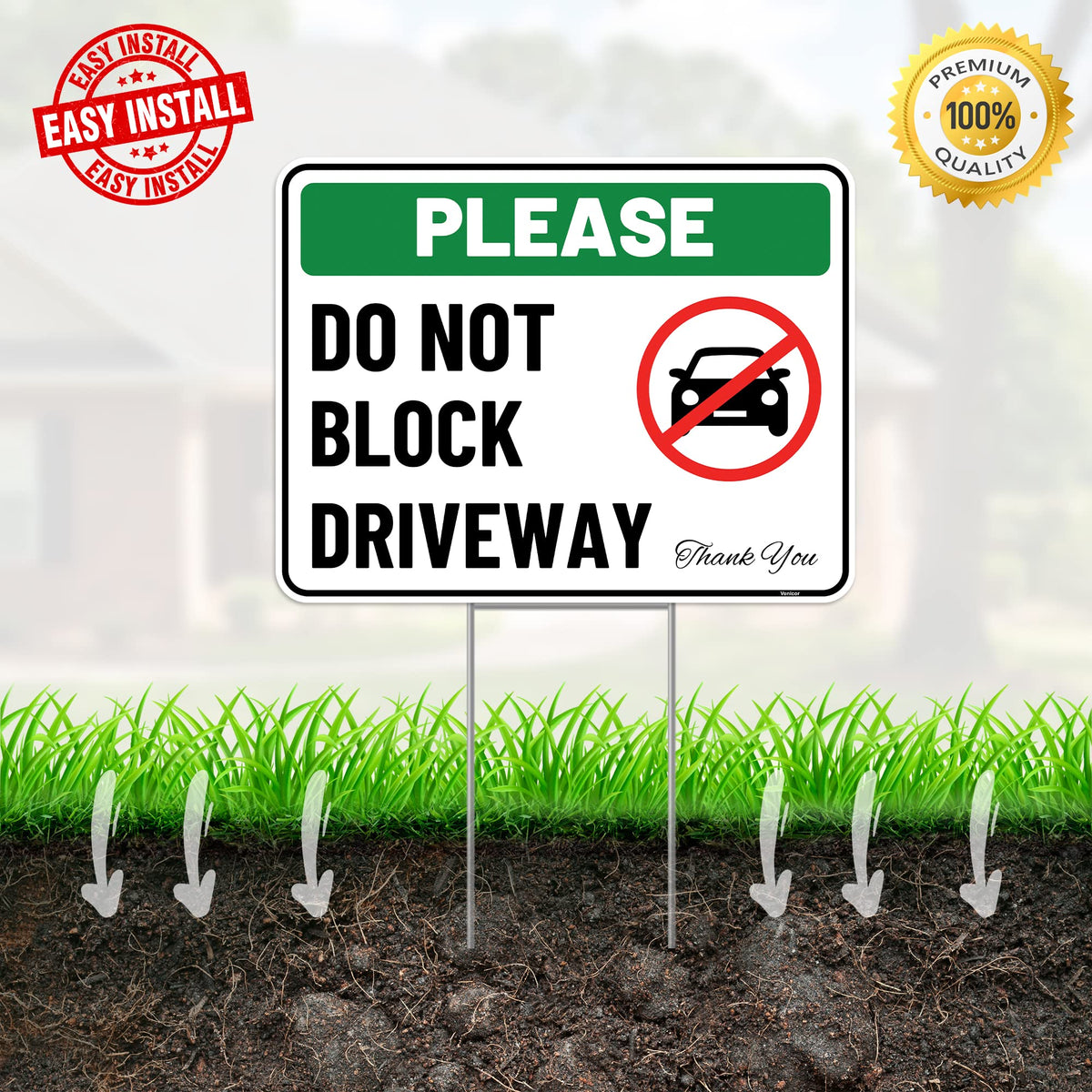 Venicor Easy-Install Driveway Sign with no tools required