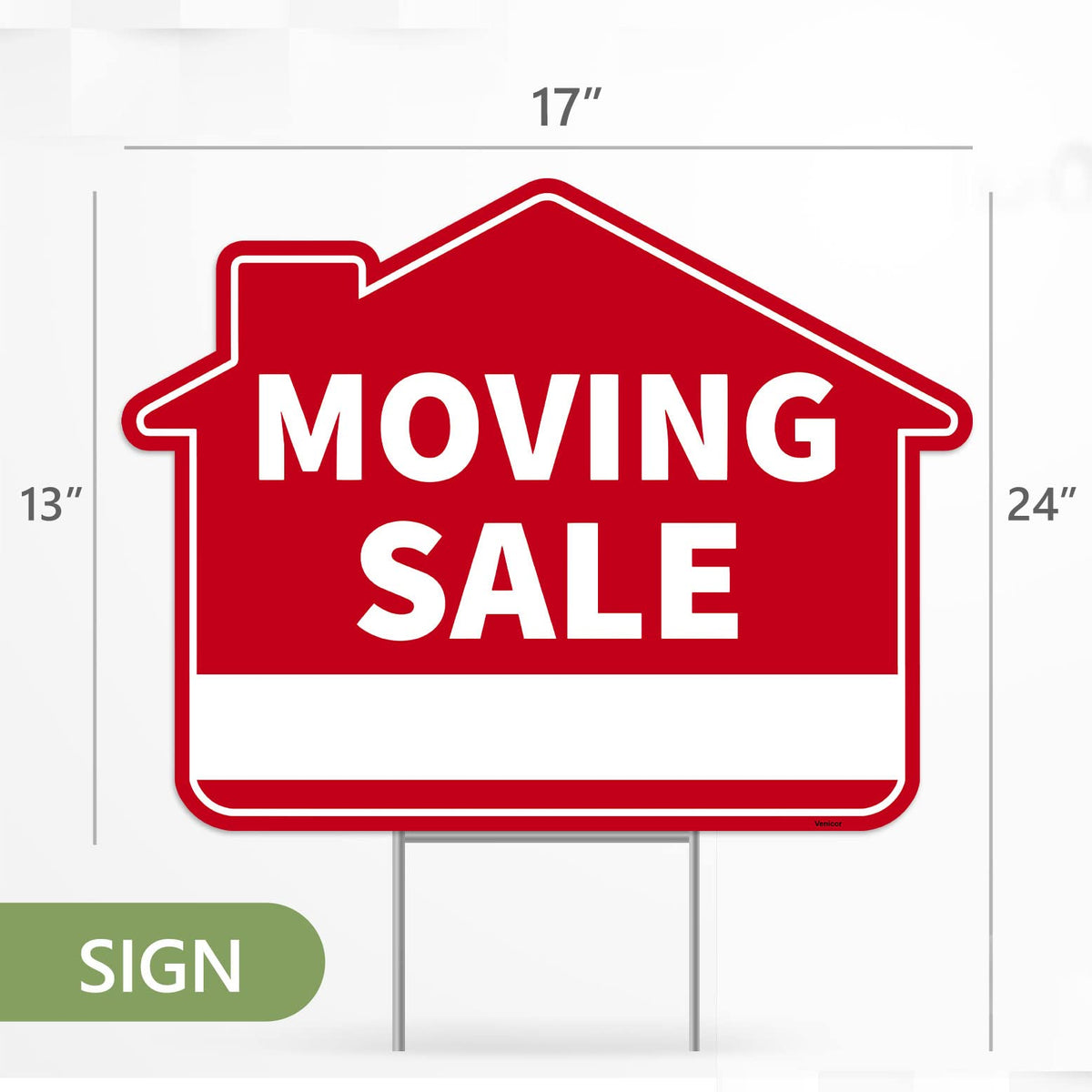 Venicor moving sale yard sign normal 1-pack offers readable messaging for passersby.