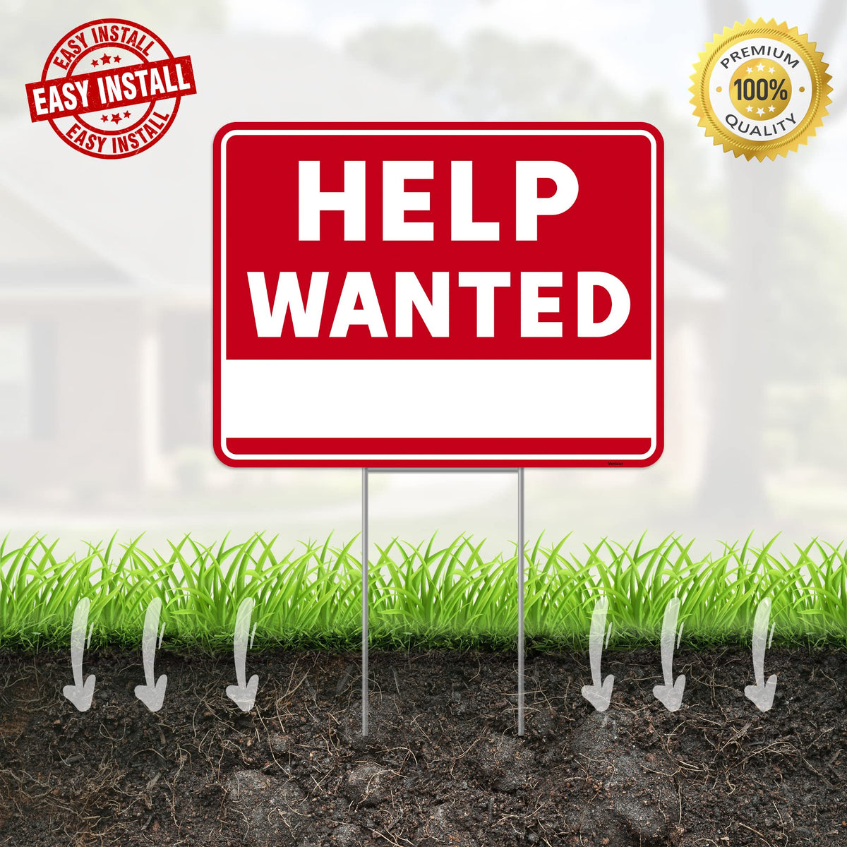 Venicor now hiring sign in front yard for business needs