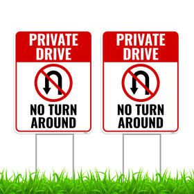 Venicor private drive sign 17x13 with stakes for clear no-turnaround messaging