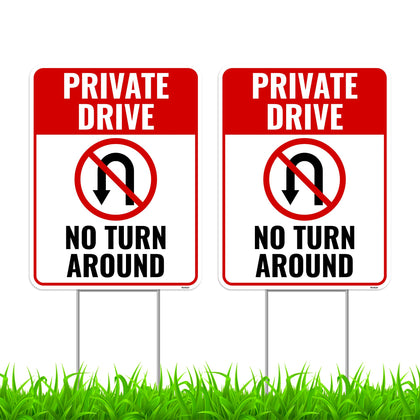 Venicor private drive sign 17x13 with stakes for clear no-turnaround messaging
