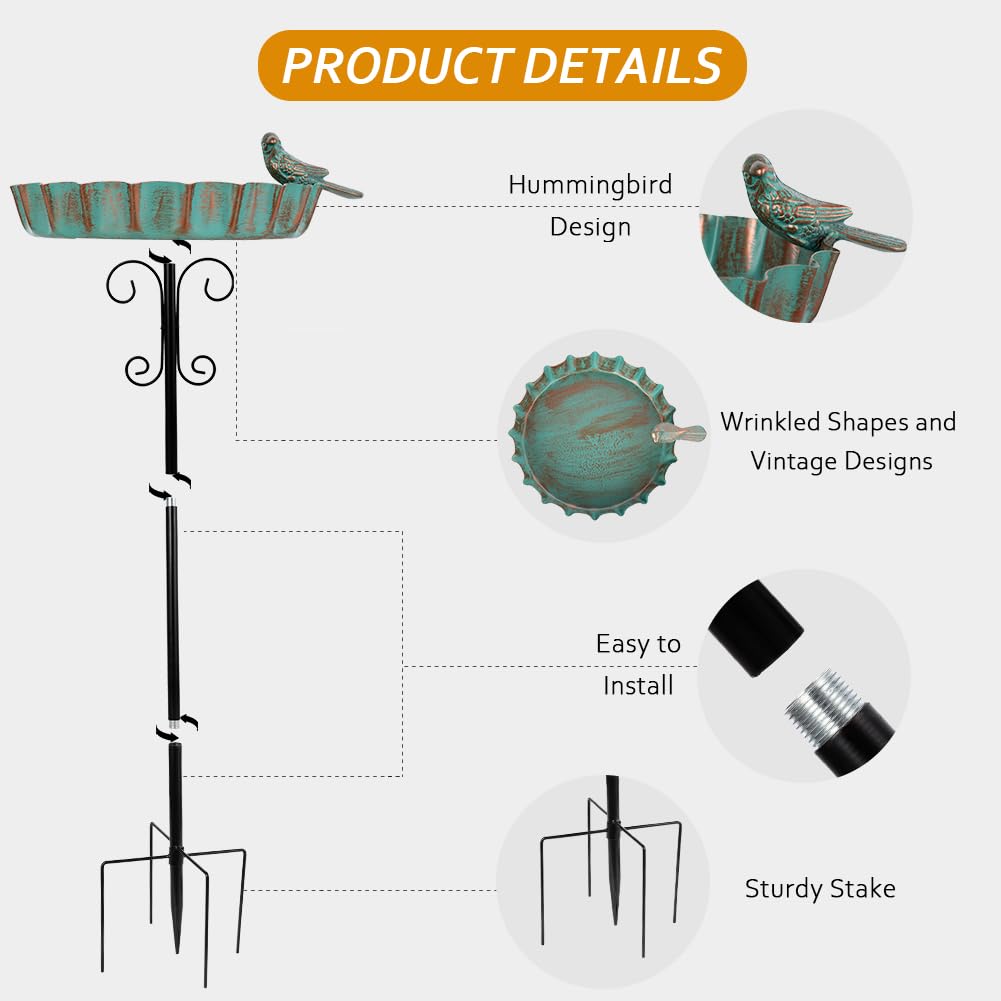 Powder-coated metal surface resists rust for year-round outdoor use.