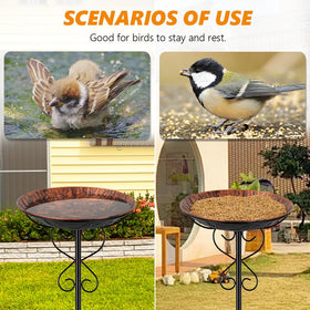 Venniy bird bath vintage copper finish enhances garden aesthetics and attracts wildlife.