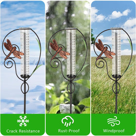 Venniy Dragonfly Rain Gauge leaf accents complement landscapes and borders.