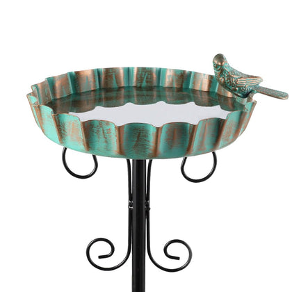 Venniy metal outdoor bird bath with 11.6-inch bowl and base stake for garden decor.