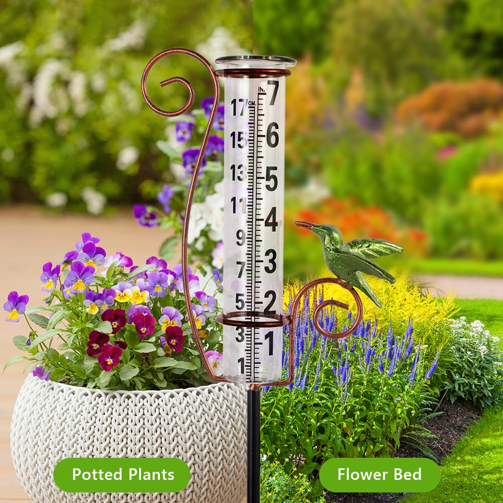 Venniy glass close-up shows clear rainfall measurements.