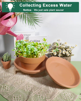 vensovo 11-inch terracotta saucer inner and outer dimensions shown.