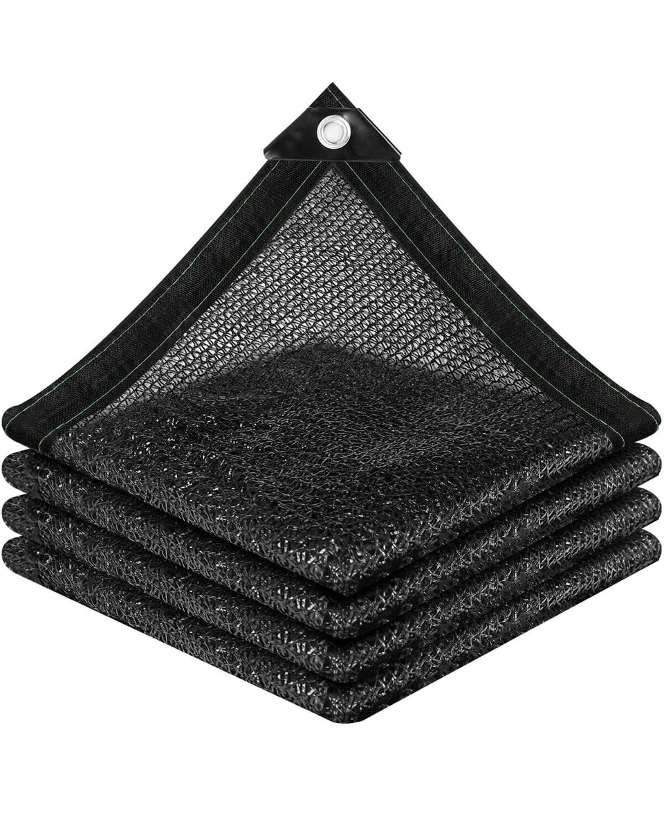 Vensovo 40% black shade cloth draped over garden beds for cooling shade and airflow.