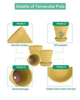 Vensovo four-pack terracotta pots ideal for gifts, crafts, or centerpieces.