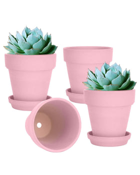 vensovo 6-inch peach pink terracotta pot with saucer for indoor plants and decorative touch