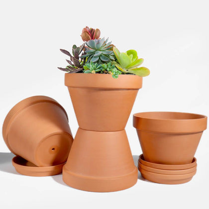 vensovo 8-inch clay pot with pink paint for indoor plant display