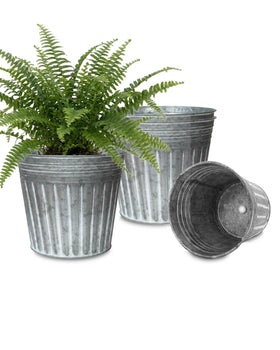 vensovo 9-inch silver metal pots, top view, ample planting space for herbs and flowers