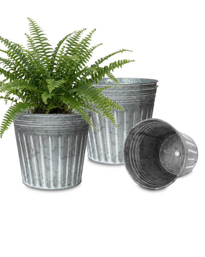 vensovo 9-inch silver metal pots, top view, ample planting space for herbs and flowers