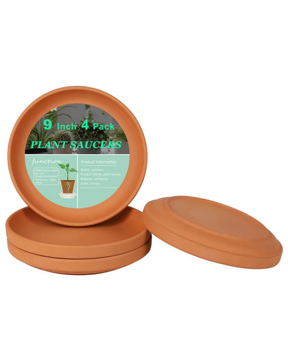 Vensovo 9-inch terracotta saucer outer diameter fits large pots with space.