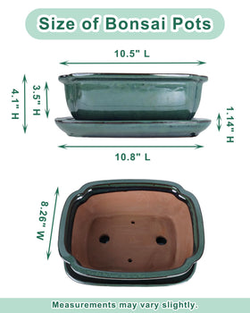 Vensovo bonsai pot green drainage closeup with holes and glaze