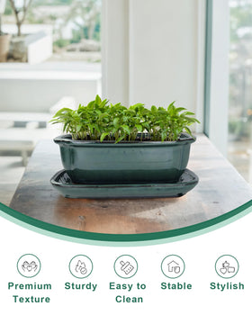 Vensovo bonsai pot green outdoor use on balcony with plants