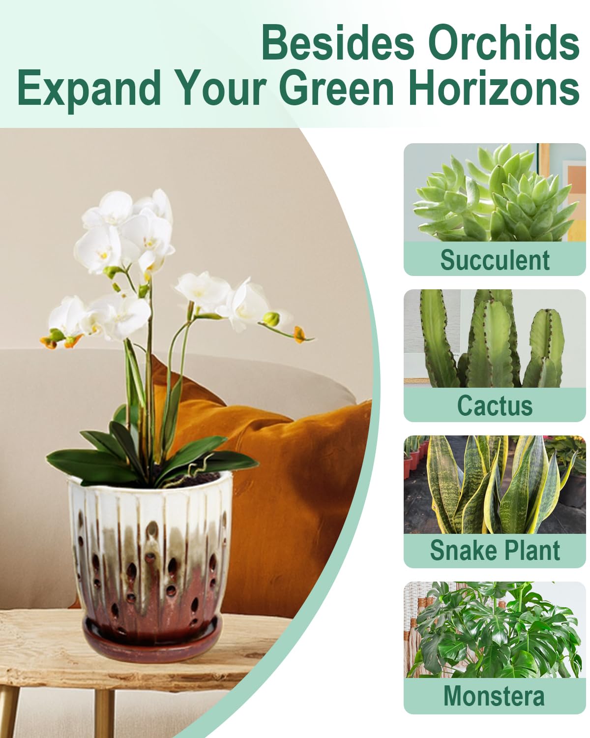 Vensovo brown glossy ceramic planter for durable, stylish display