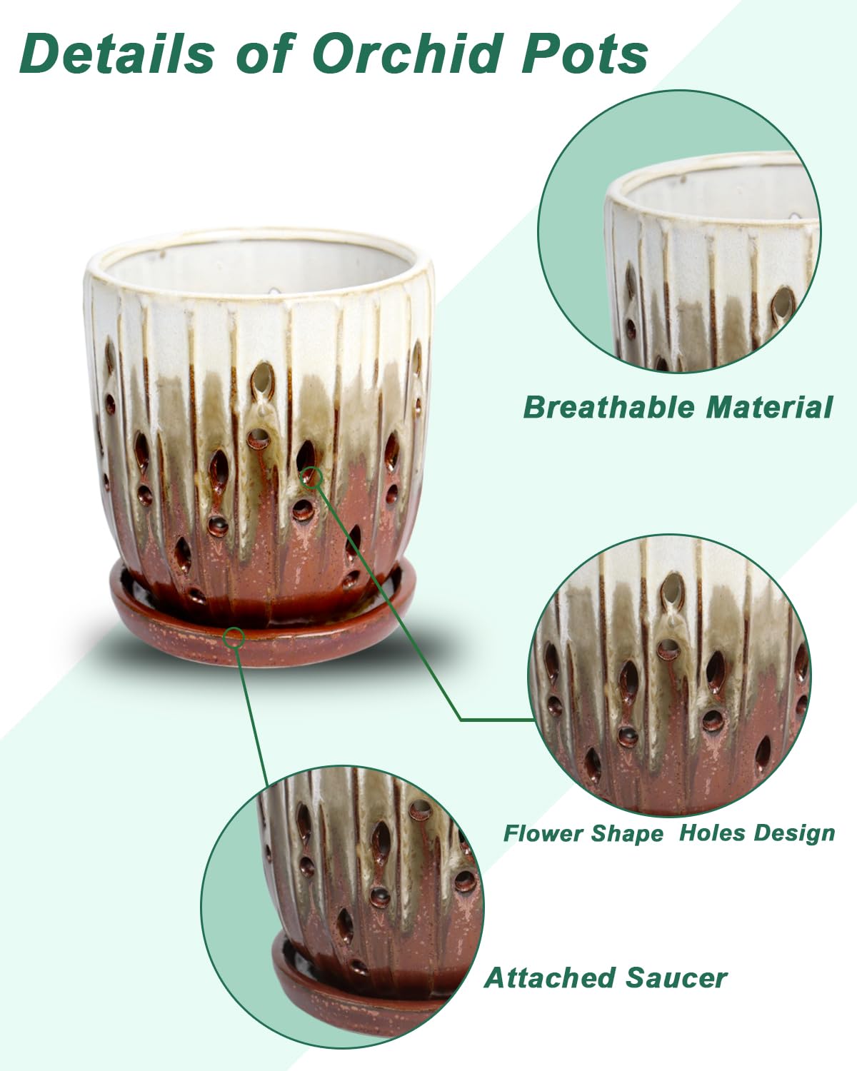 Vensovo ceramic planter with saucer for indoor and outdoor use