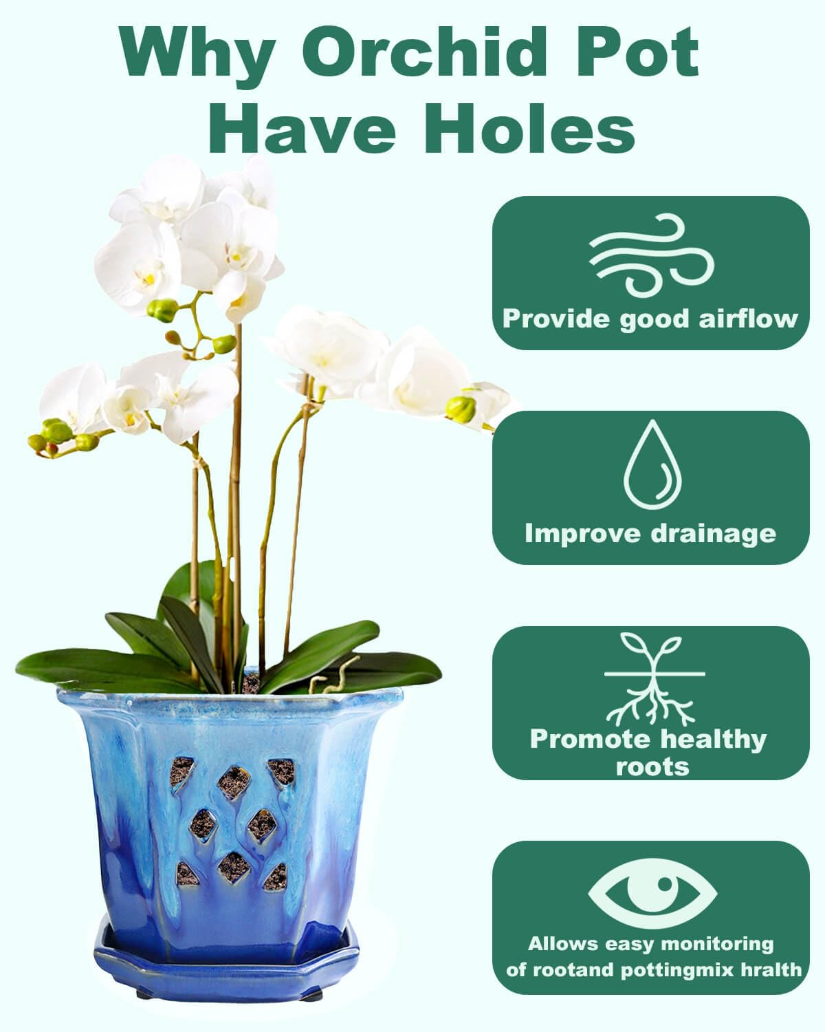 Vensovo ceramic pot blue with scratch-resistant glaze for durability.