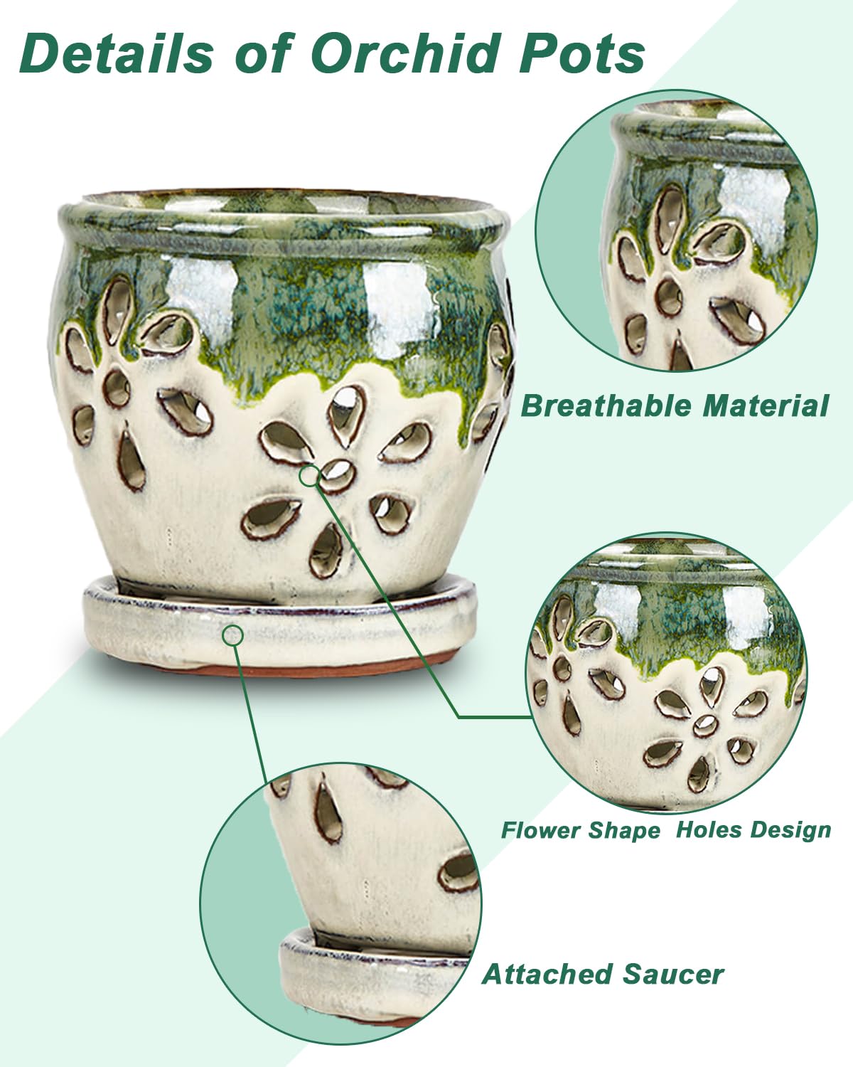 vensovo orchid pot with attached saucer for clean indoor drainage