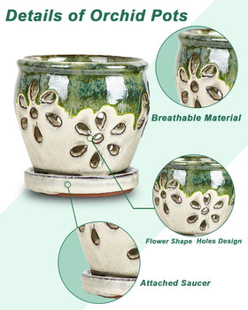 vensovo orchid pot with attached saucer for clean indoor drainage