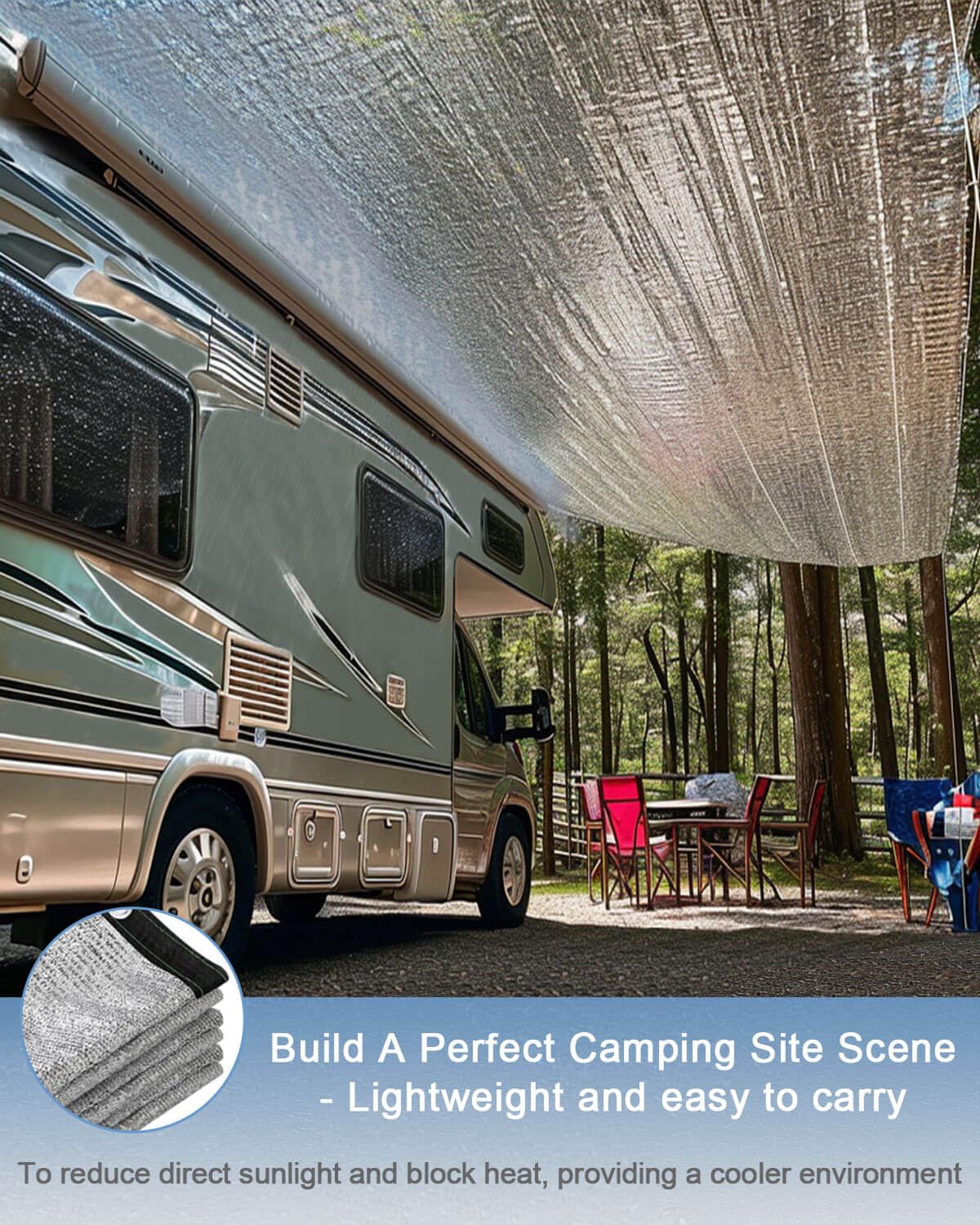 vensovo rv shade cloth with grommets ready for camping setup