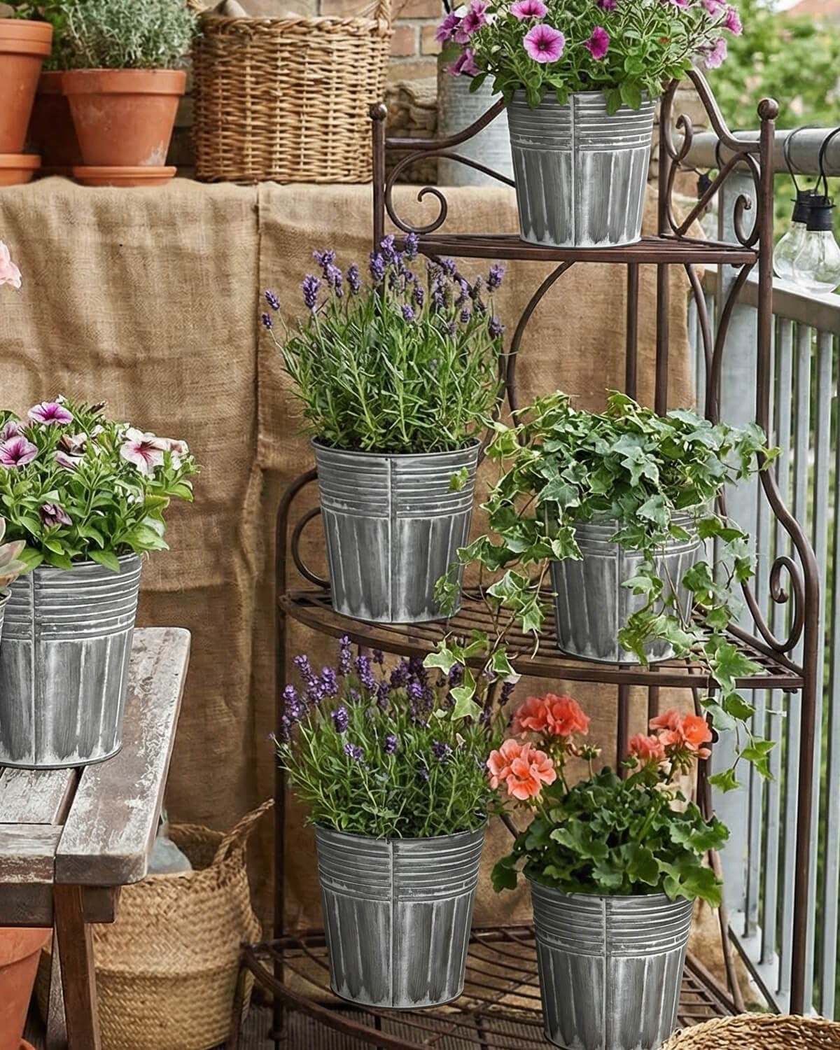 vensovo farmhouse decor centerpiece using vintage tin buckets