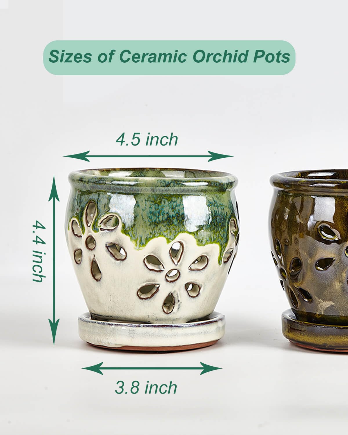 vensovo olive green 4-inch orchid pot ideal for indoor and outdoor use