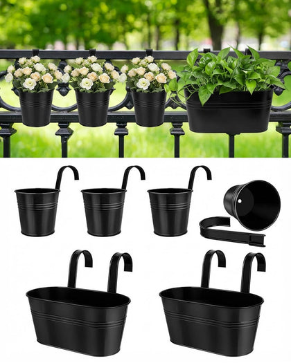 Vensovo oval railing planter 10.8-inch demonstrates durable iron for outdoor use.