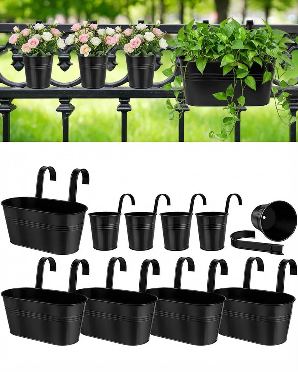 Vensovo oval railing planter showcases durable design, ideal for vertical gardening on fences.