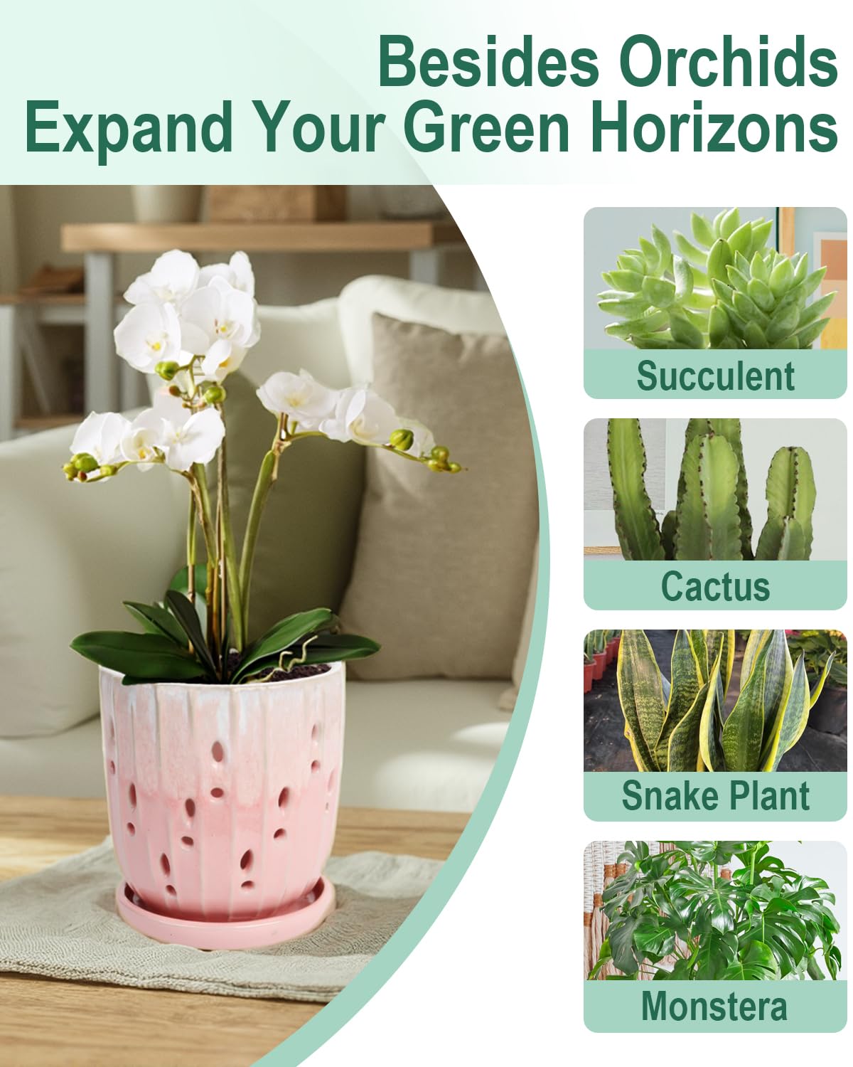 vensovo pink glossy ceramic orchid pot adds elegant style for indoor or outdoor spaces