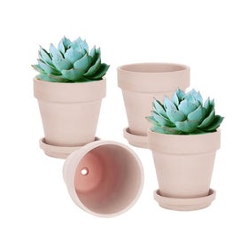 vensovo pink 6-inch terracotta pot with saucer ready for indoor planting.