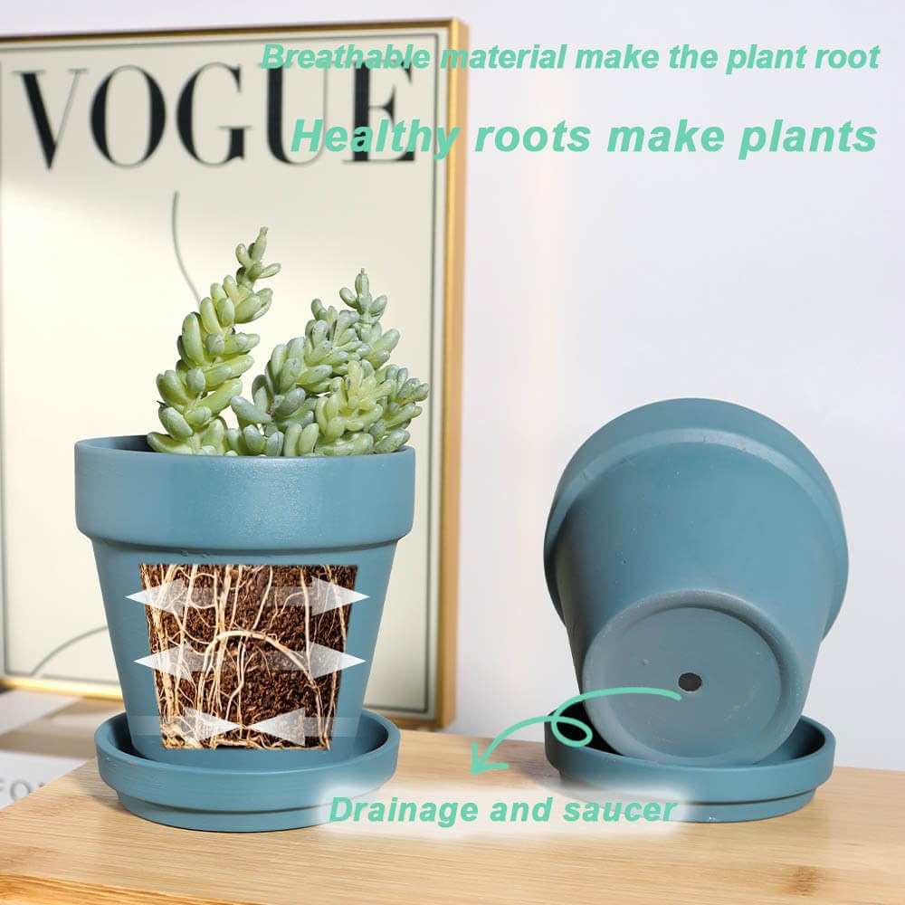 vensovo four-pack planter set with matching saucers for organization