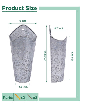 vensovo silver galvanized wall planter close-up highlights durable, dent-resistant metal finish.