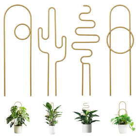 vensovo small plant trellis with rectangular pattern in gold supports indoor vines.