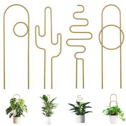 vensovo small plant trellis with rectangular pattern in gold supports indoor vines.