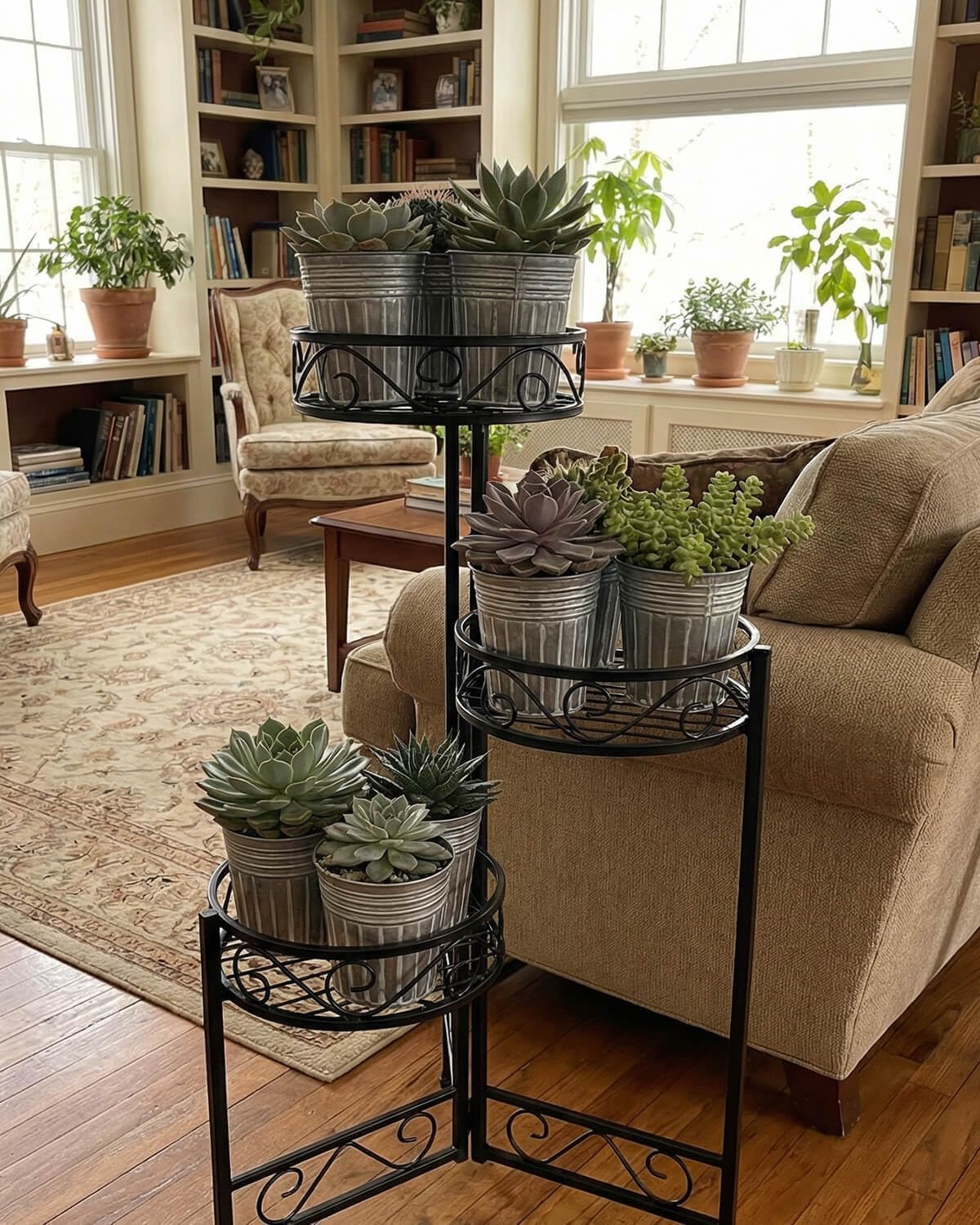 Vensovo succulent display in rustic set adds farmhouse charm