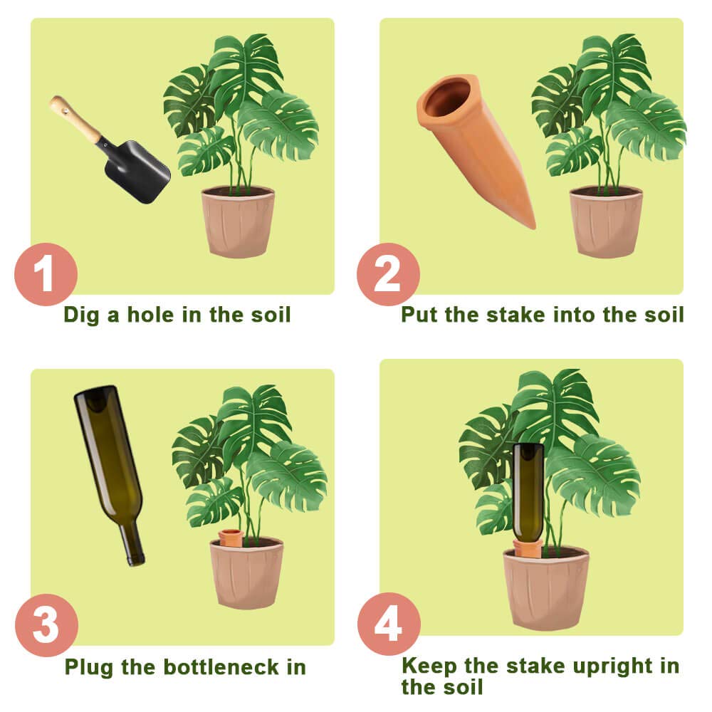 Vensovo spike inserted into soil shows easy setup for roots.