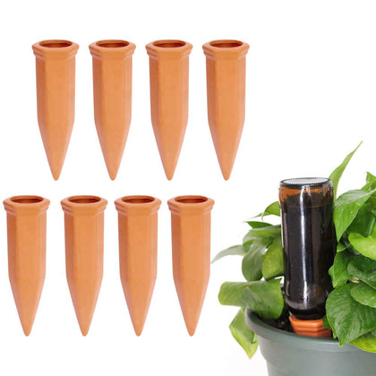 Vensovo terra cotta watering spikes ready to water plants during vacations.