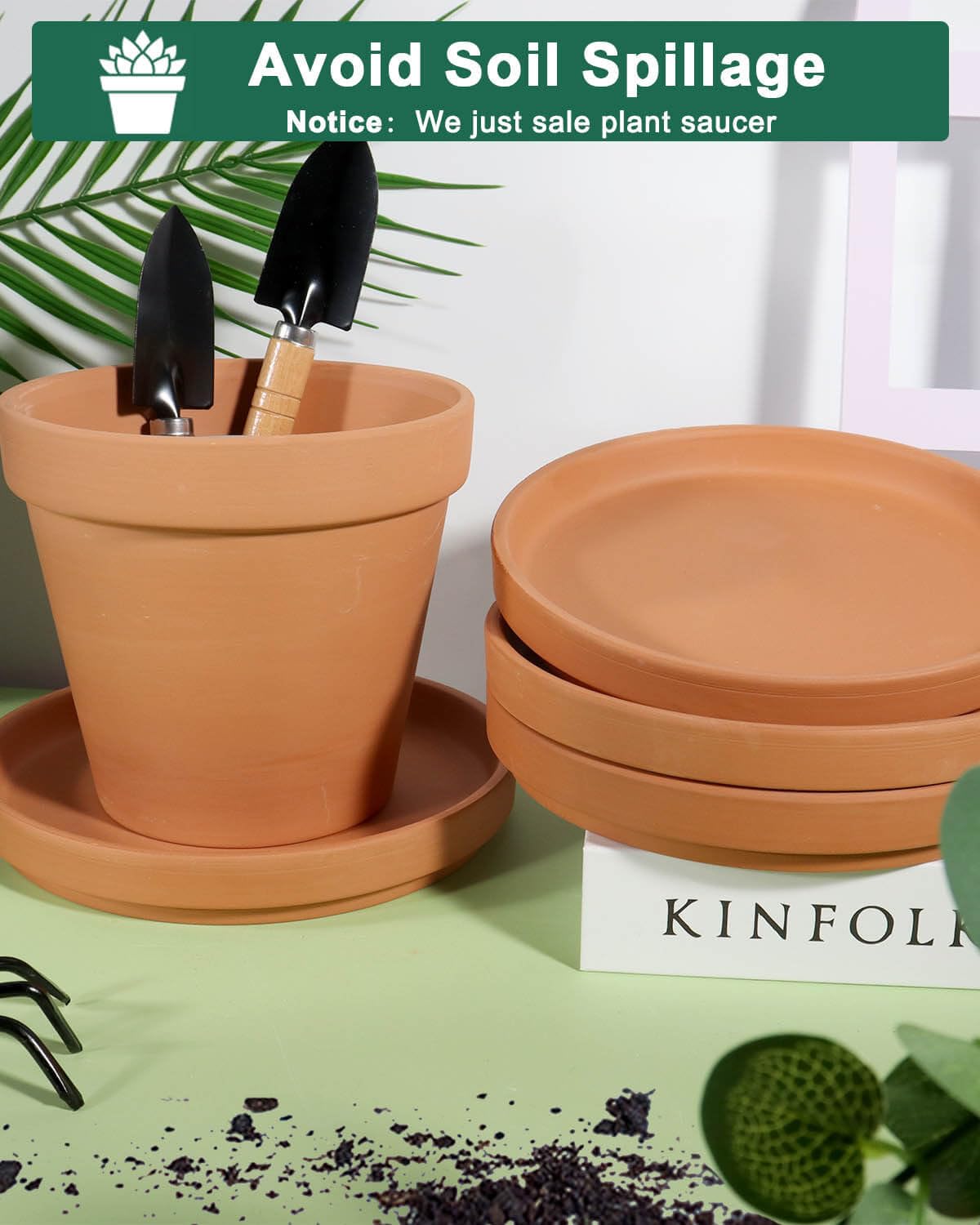 Vensovo terracotta saucer for indoor and outdoor use under 6–7 inch pots.