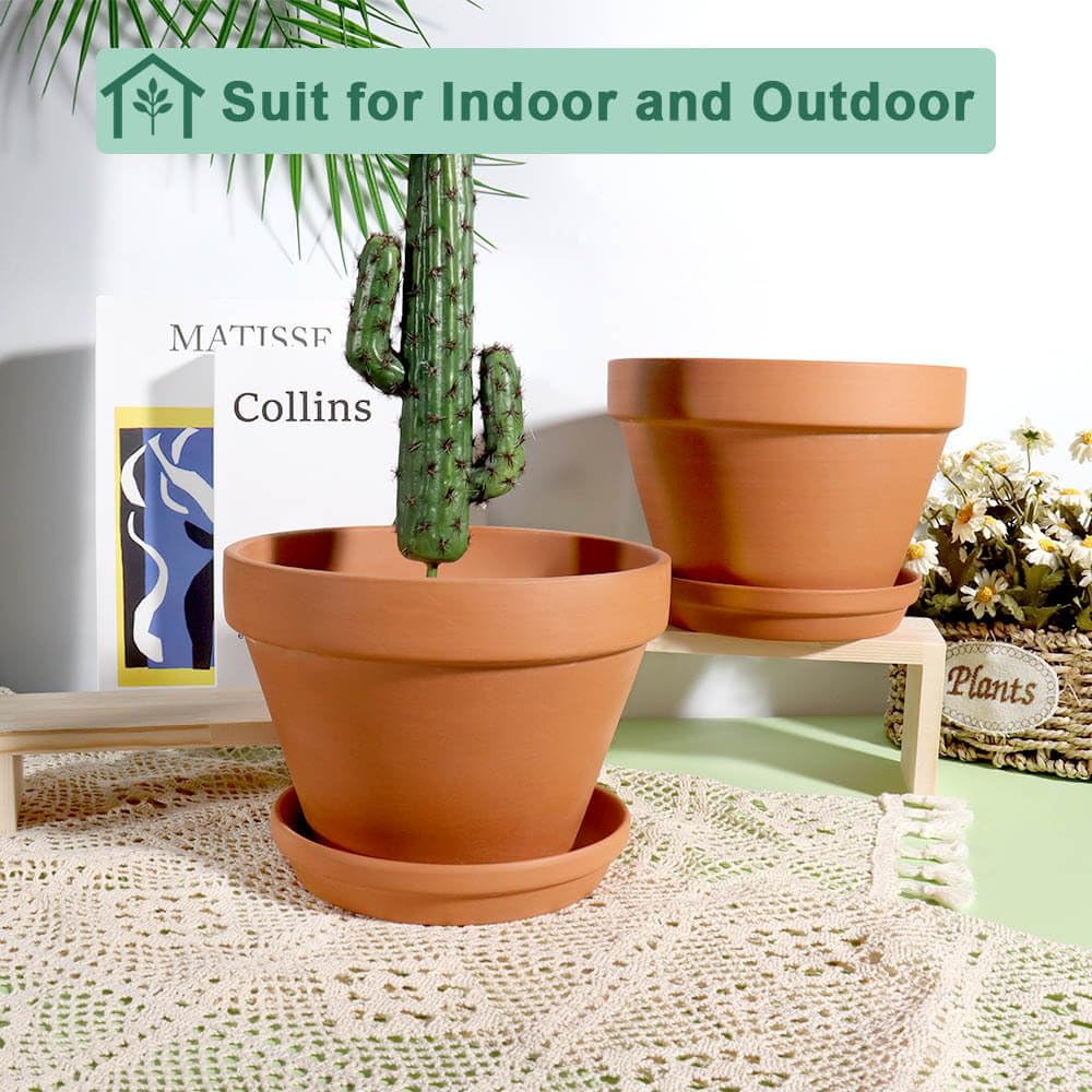 vensovo terracotta pot with saucer keeps surfaces clean and tidy
