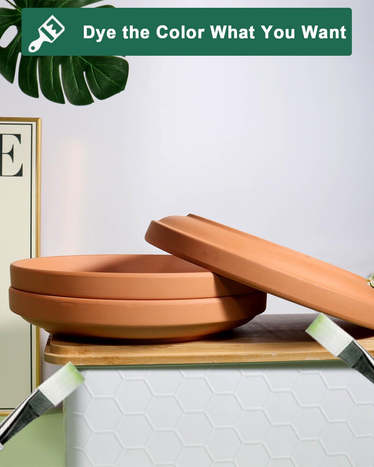 Vensovo terracotta saucer stackable design saves storage space.