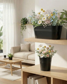 Vensovo weather-resistant black finish keeps planters looking refined indoors or outdoors.