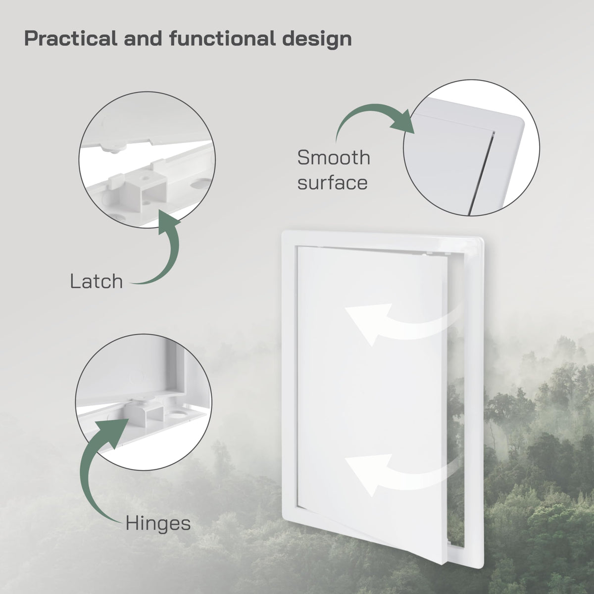 Vent Systems access panel open hinge demonstrates easy access for maintenance tasks