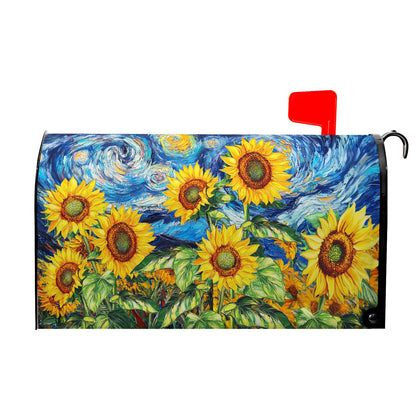 VentuCoven sunflower mailbox cover on a standard 21x18 inch mailbox for curb appeal