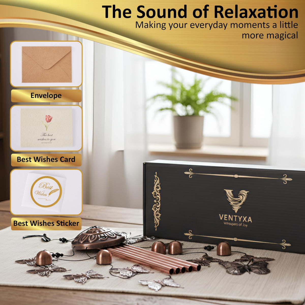 Ventyxa wind chimes gift-ready box enhances memorial presents
