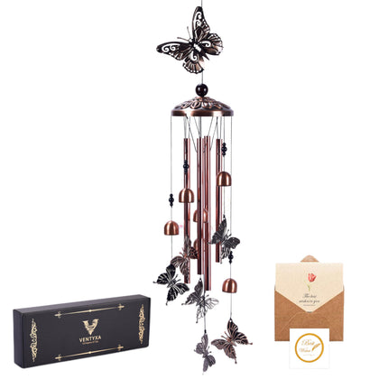 Ventyxa wind chimes outside 37-inch butterfly spinner for peaceful memories